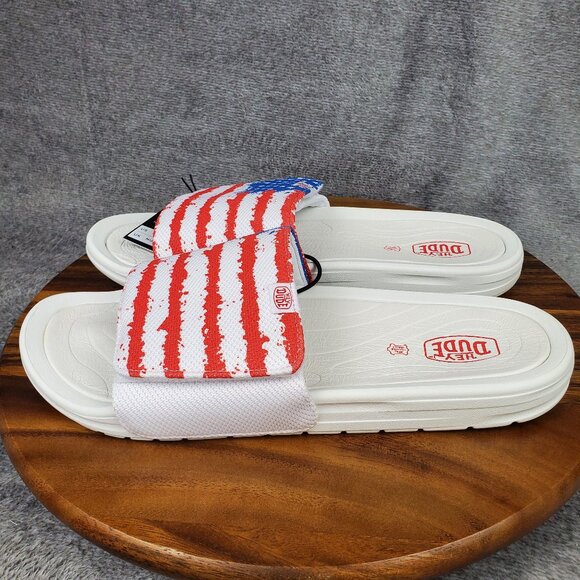 Hey Dude Slides Men's 13 Phoenix American USA Flag Slip On Casual Sandals - Picture 3 of 10